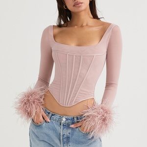 House of CB feather corset top